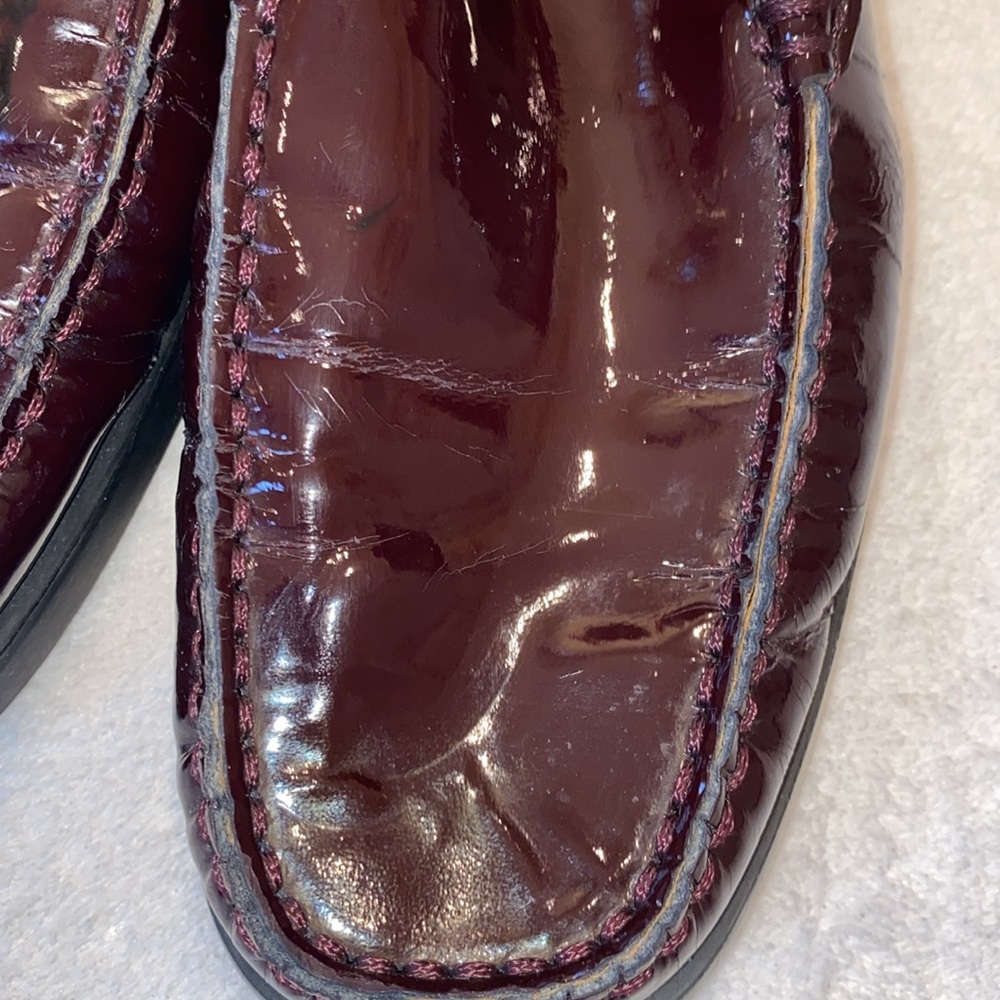 Tod’s wine oxblood burgundy patent leather rubber sole driving shoe Sz 39.5 - Picture 9 of 11
